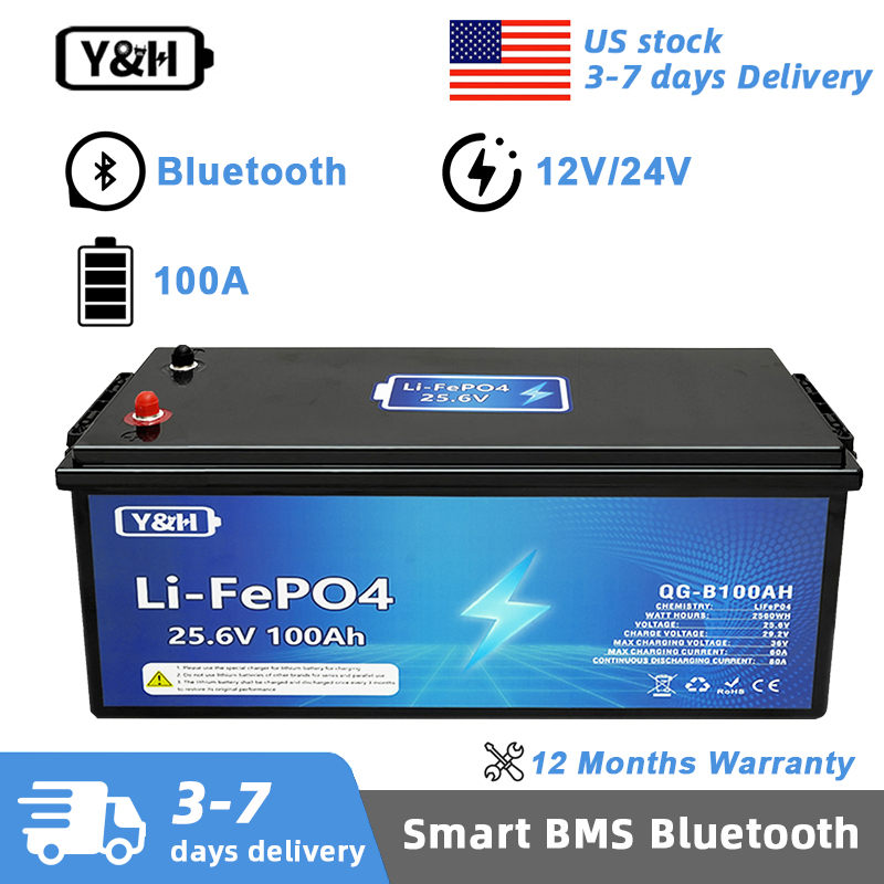 [Local Delivery] Y&H 12V 24V 1 - Lifepo4 12V 100Ah Bms Bluetooth 评论和价格
